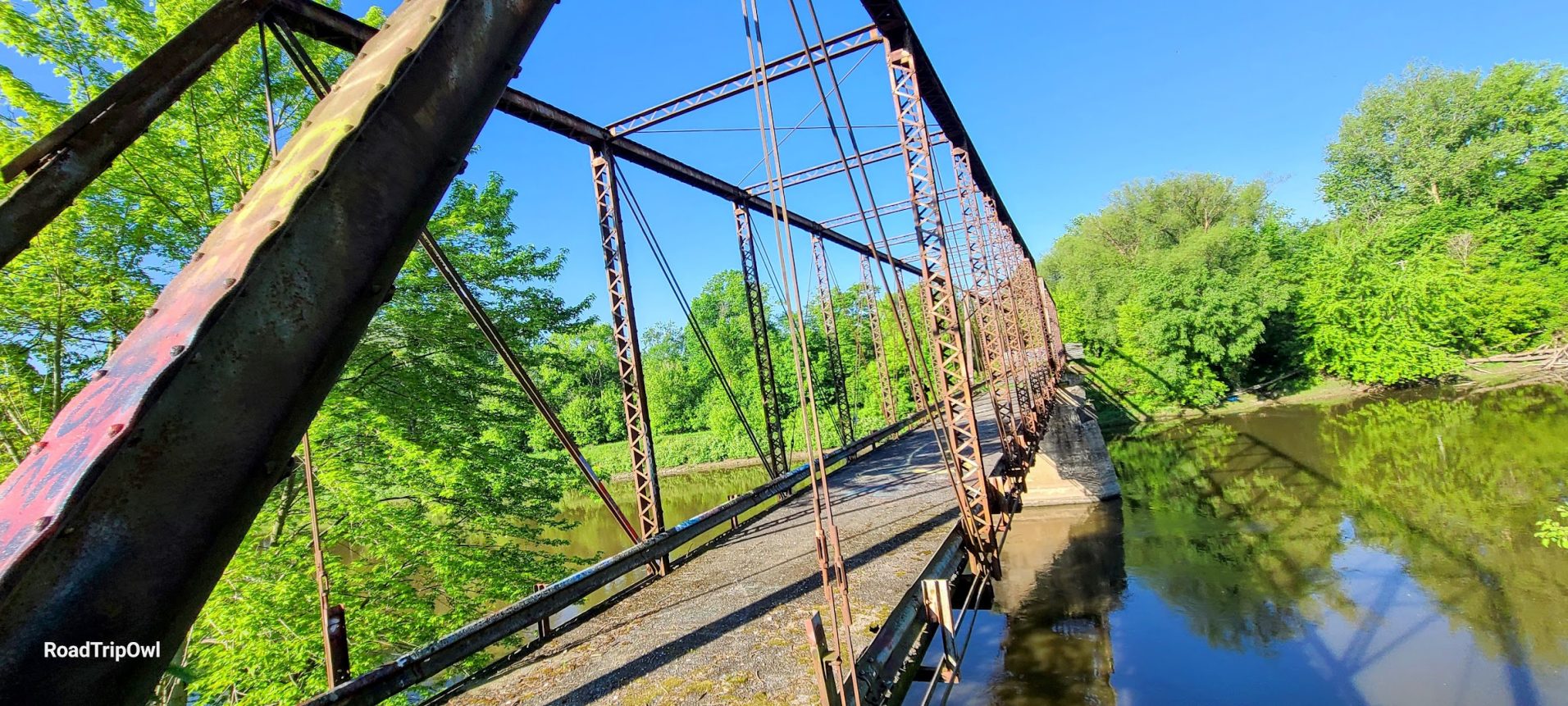 Historical landmark, Bailey bridge also known as Smith bridge in Midland, Michigan.