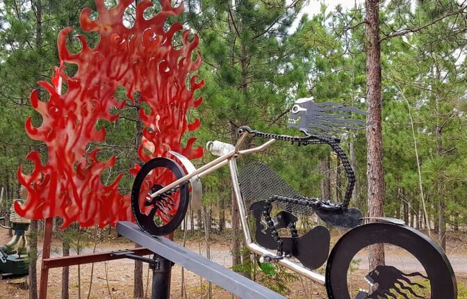 skeleton on a motorcycle