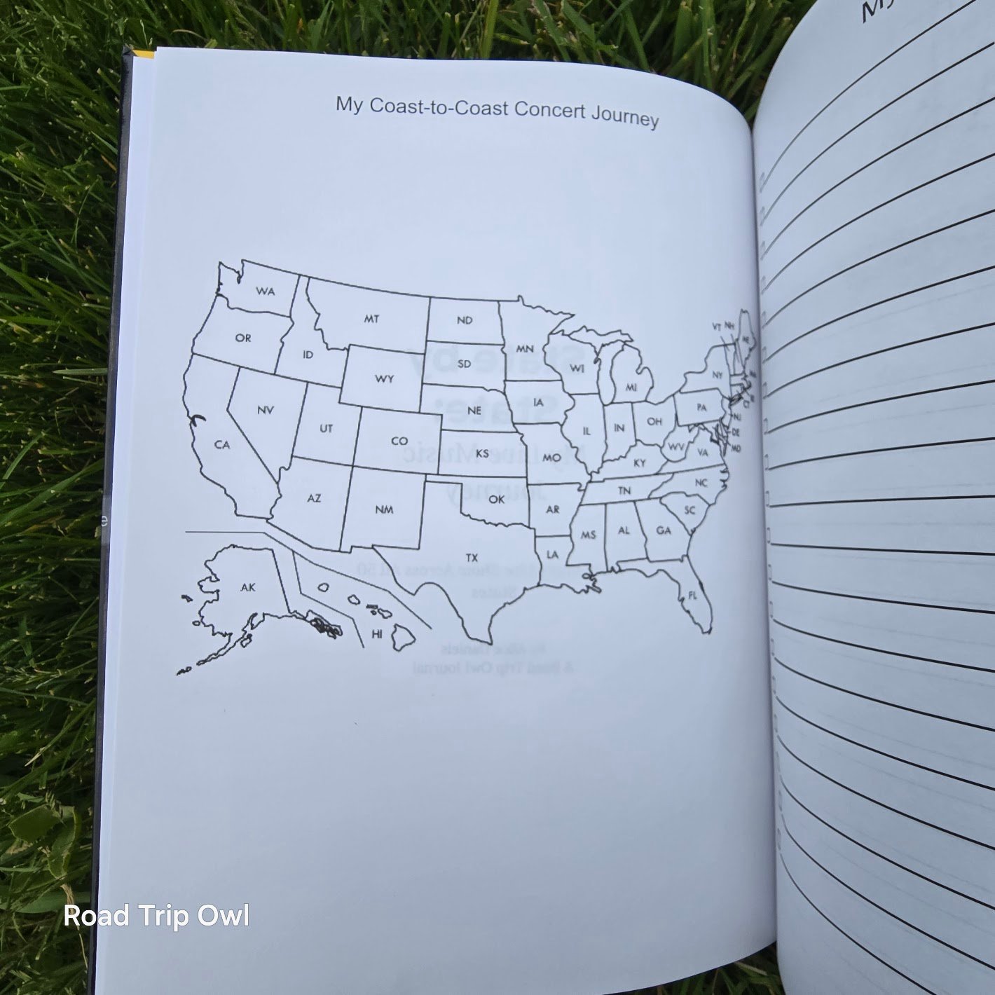 State by State concert tracking journal map you color in