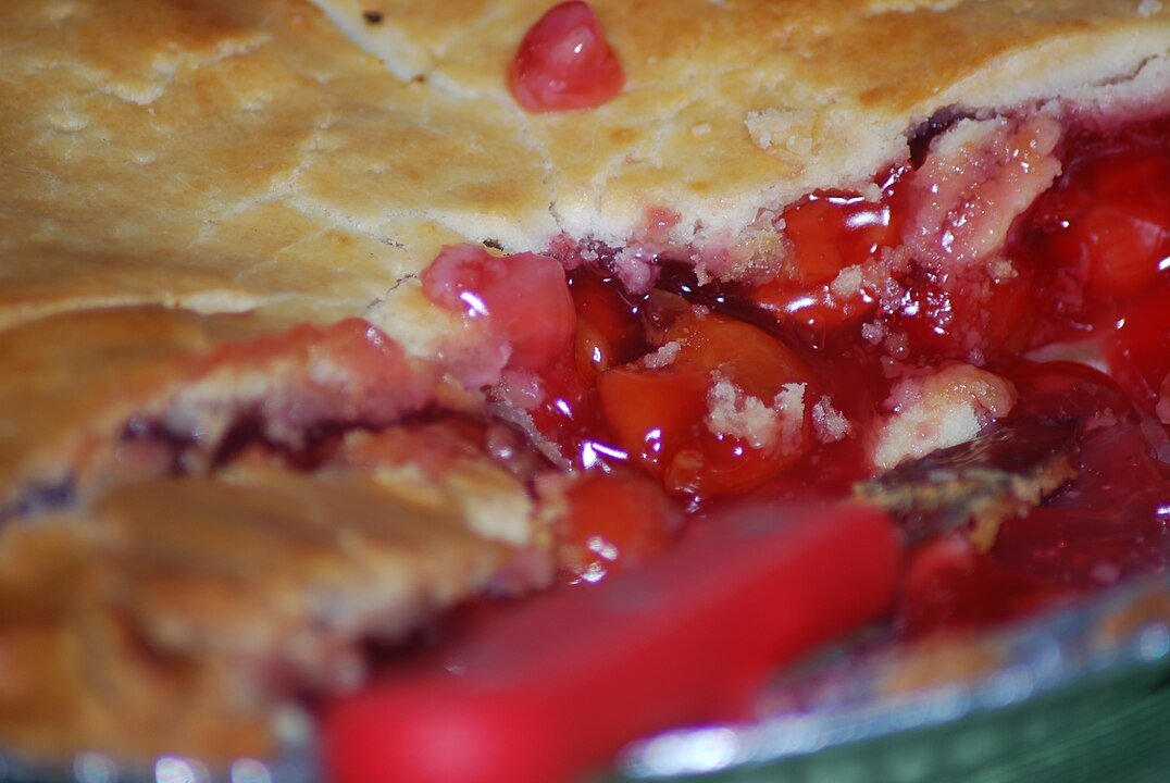 inside a Cherry pie with a flaky crust