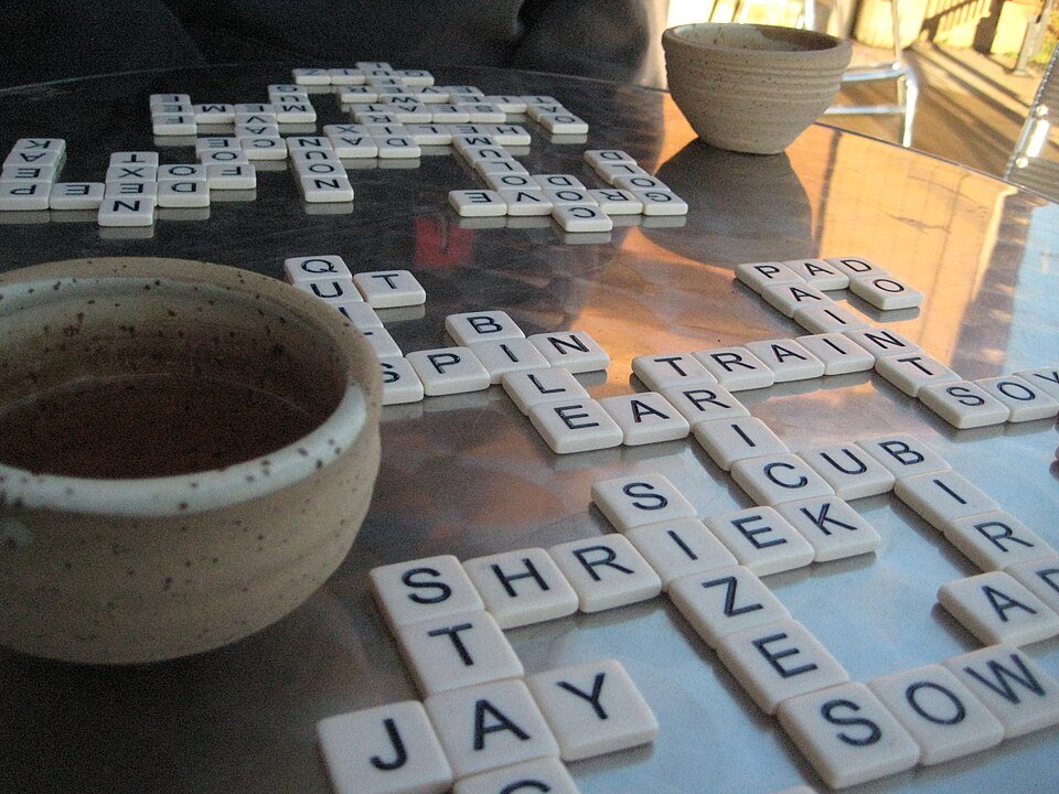Bananagrams tiles in play
