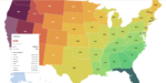 Interactive map showing gas cost to drive from Florida to every state in the US, color coded from green to red by cost