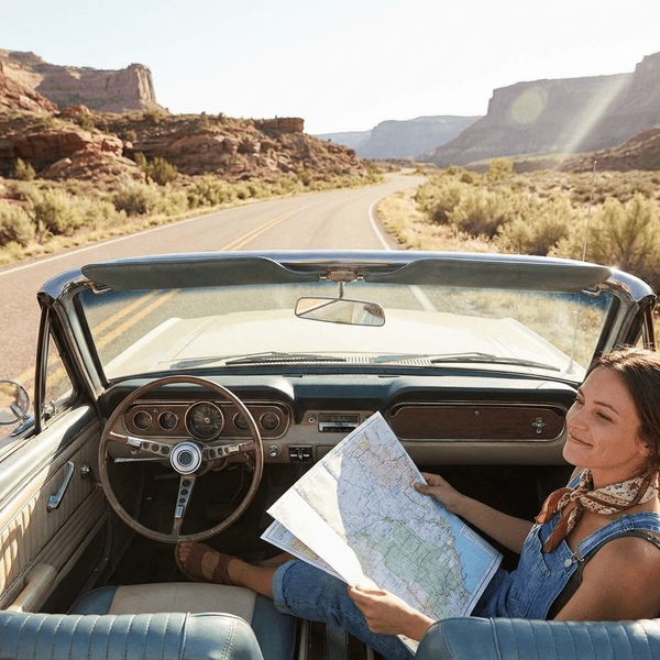Navigating Route 66 with a paper map — always have a backup when cell service runs out on the Mother Road