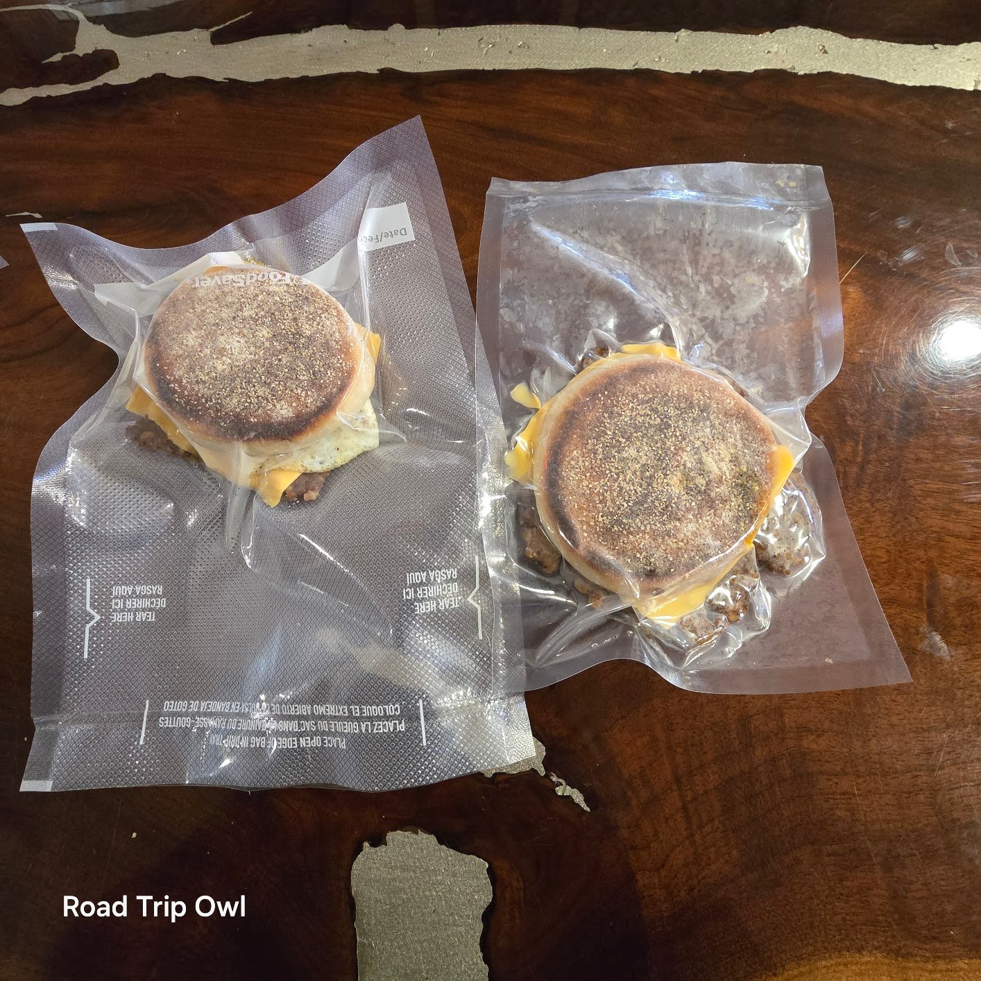 Vacuum sealed breakfast sandwiches for grab-and-go freezer meals