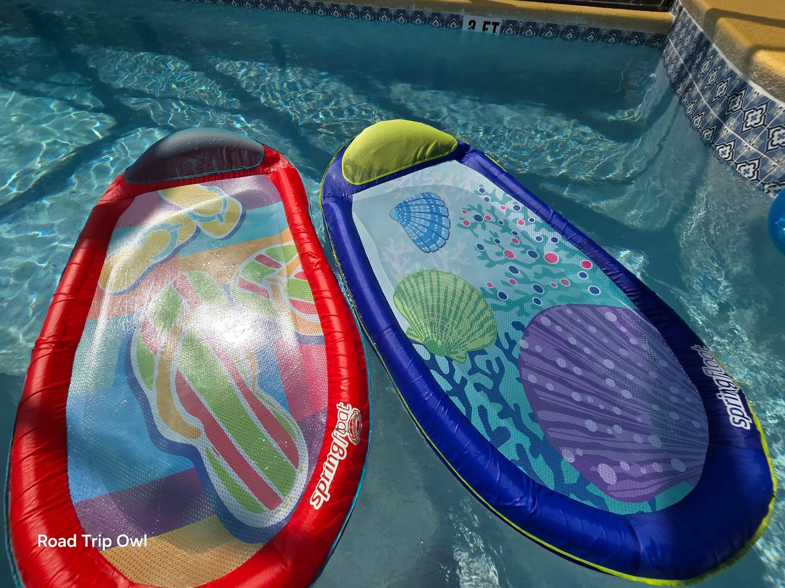 Pool floats in the private screened pool at our Windsor Island Resort vacation rental in Davenport, Florida.