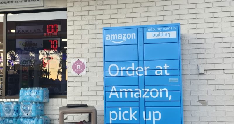 Amazon pickup locker for travelers to pick up orders while away from home